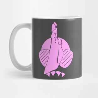 Pink hand signal for shark, scuba diver design Mug